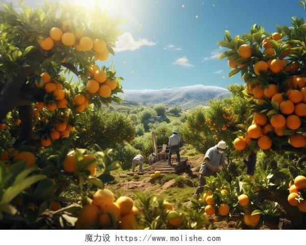 采摘橙子水果食品蔬果好吃